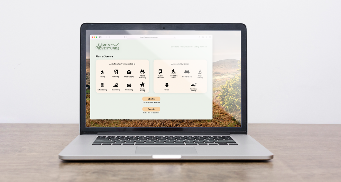 image of dartmoor trip planning website mockup